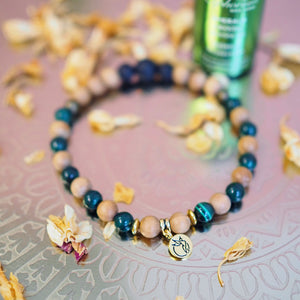 'The Balanced Being' Essential Oil Diffuser Mala Bracelet Set - Emerald Crystal & Jasmine Oil