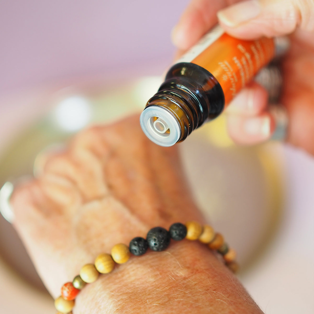 'The Balanced Being' Essential Oil Diffuser Mala Bracelet Set - Emerald Crystal & Jasmine Oil