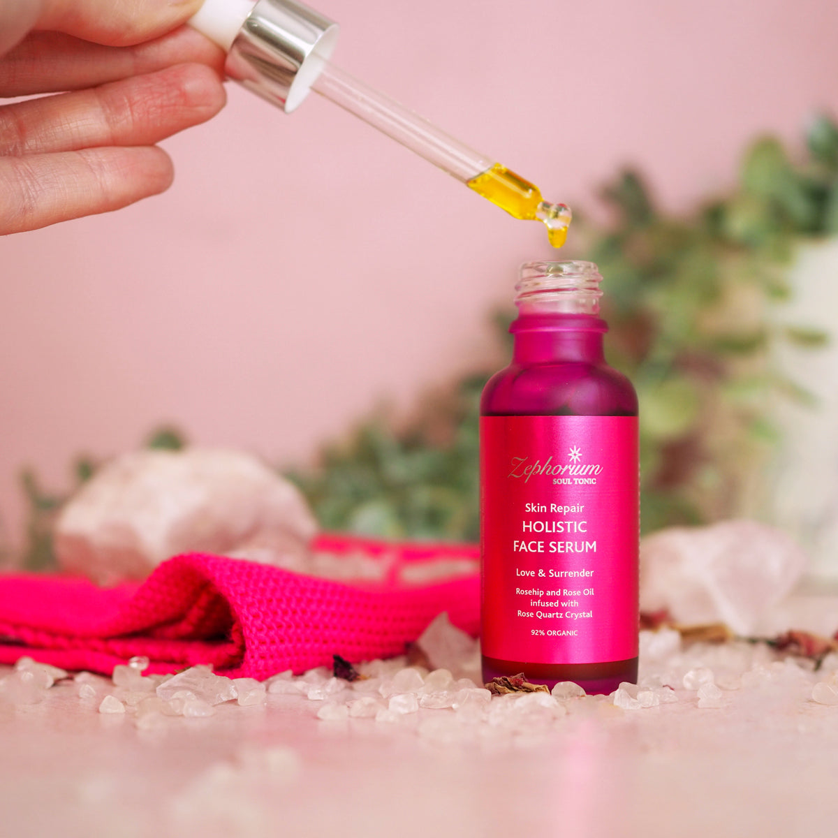 Skin Repair Face Serum with Rosehip and Rose Quartz